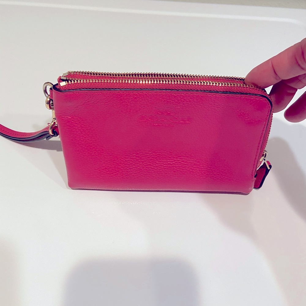 Coach Pink double zipper wristlet
